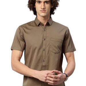 majestic man slim fit pure cotton half sleeve solid casual shirt