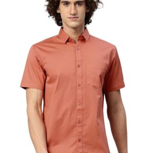 majestic man slim fit pure cotton half sleeve solid casual shirt